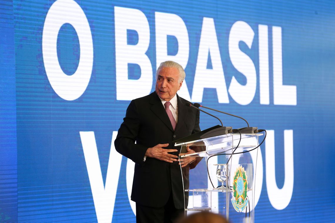 Presidente Michel Temer faz balanço dos dois anos de governo, durante o evento O Brasil Voltou, no Palácio do Planalto.