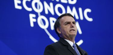 Presidente Jair Bolsonaro discursa durante Sessão Plenária do Fórum Econômico Mundial em Davos.