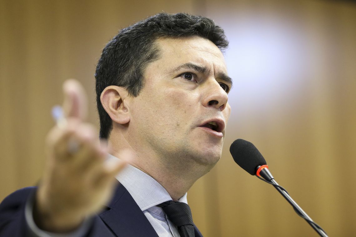 O ministro da Justiça e Segurança Pública, Sergio Moro, durante entrevista coletiva, após reunião com governadores e secretários estaduais de Segurança Pública para apresentar o Projeto de Lei Anticrime.