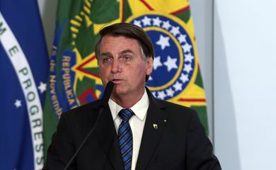 O presidente Jair Bolsonaro, participa do lançamento do Programa Genomas Brasil  no Palácio do Planalto