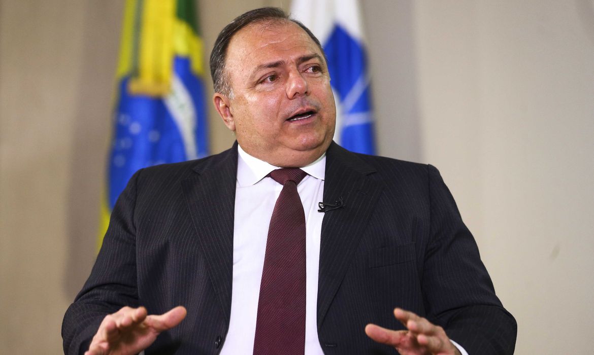 O ministro da Saúde, Eduardo Pazuello, durante entrevista ao programa Brasil em Pauta.