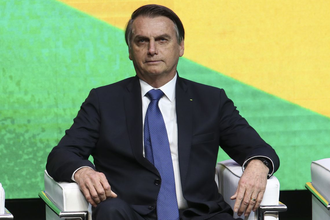 O presidente da República, Jair Bolsonaro, durante encontro com lideranças empresariais, na sede da Federação das Indústrias do Estado de São Paulo (Fiesp).