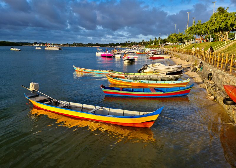 Aracaju,,Sergipe,,Brazil,-,December,4,,2020:,Colorful,Boats,Anchored